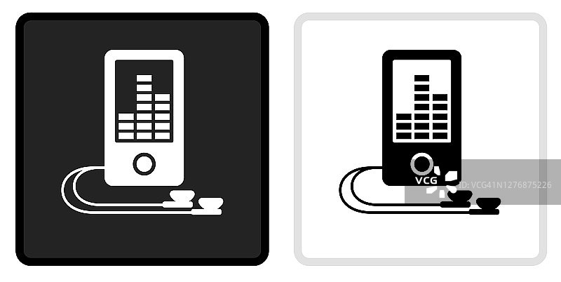 MP3播放器图标上的黑色按钮与白色滚动图片素材