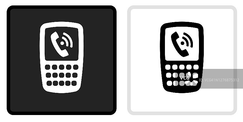 电话图标上的黑色按钮与白色翻转图片素材
