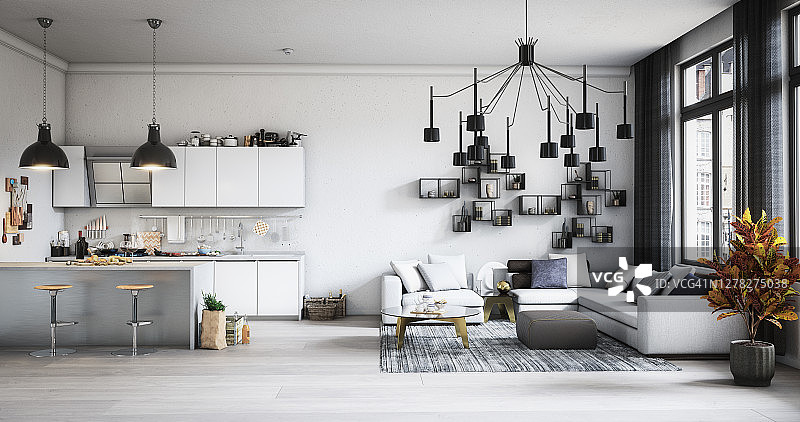 斯堪的纳维亚风格家居室内设计图片素材