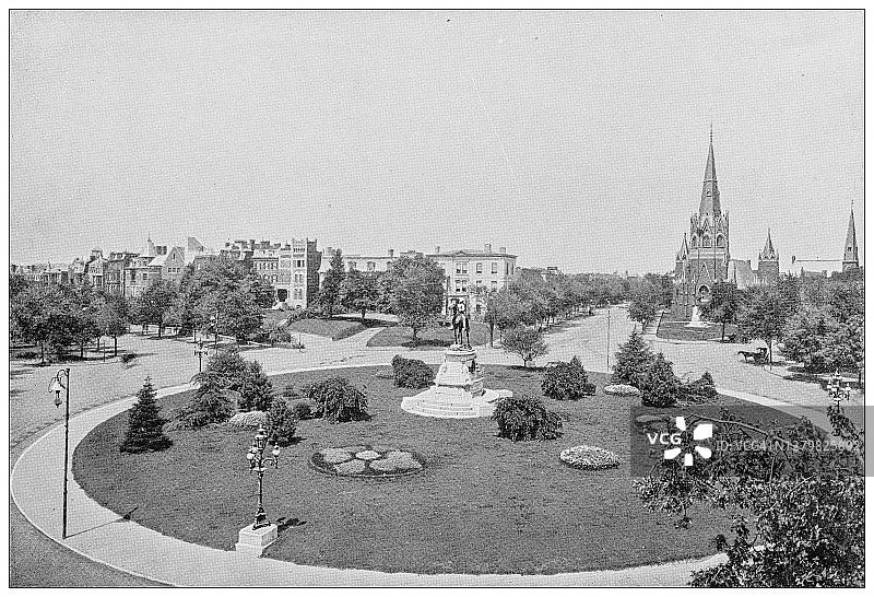 美国华盛顿的古老黑白照片:托马斯圈图片素材