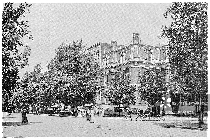 美国华盛顿的古老黑白照片:K街和佛蒙特大道图片素材