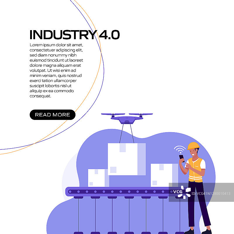 工业4.0概念矢量插图网站横幅，广告和营销材料，在线广告，业务演示等。图片素材