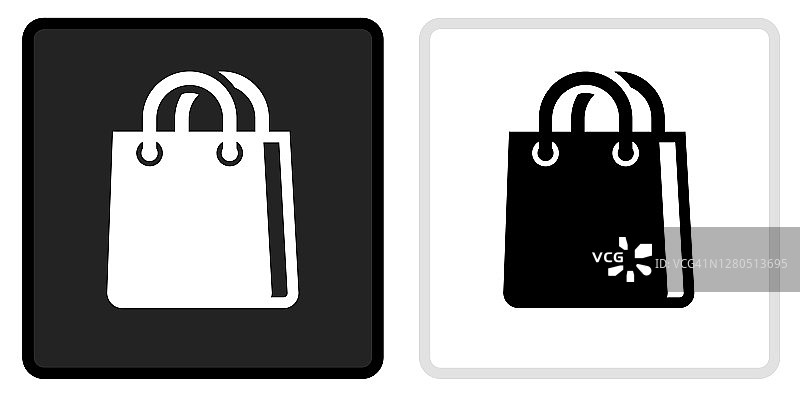 购物袋图标上的黑色按钮与白色滚动图片素材