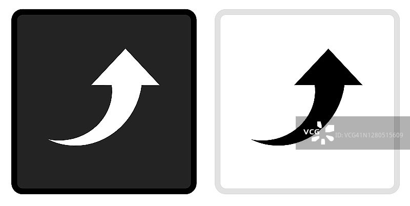 箭头向上图标上的黑色按钮与白色滚动图片素材