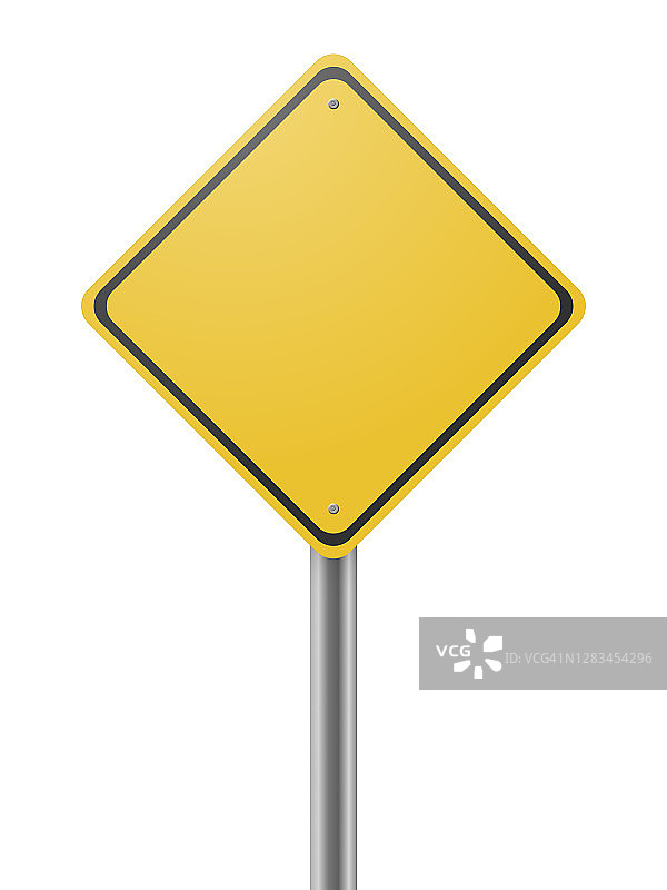 空白黄色路标孤立在白色背景。三维演示图片素材