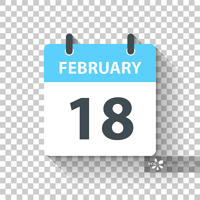 2月18日-日日历图标在平面设计风格图片素材
