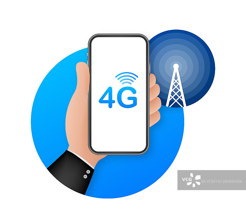 4G网络无线系统和互联网。通信网络。矢量插图。图片素材