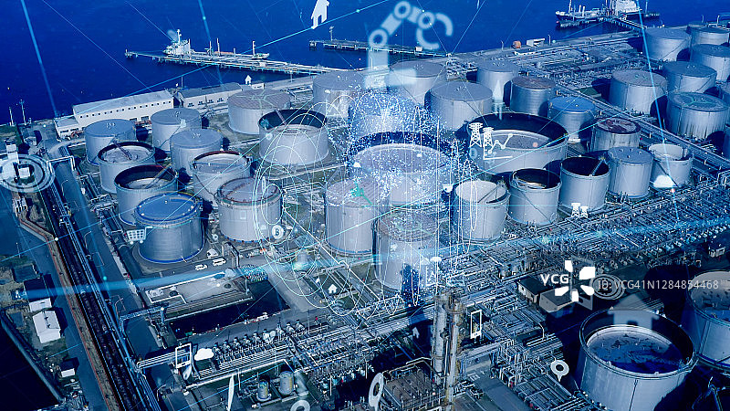 工业技术的概念。通信网络。4.0行业。工厂自动化。图片素材