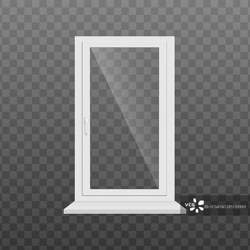 窗框模板与窗台现实的矢量插图孤立。图片素材