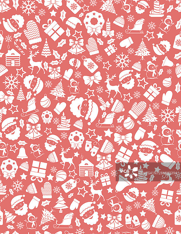红色和白色的圣诞图标重复模式图片素材