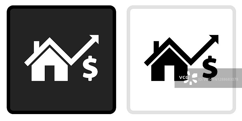 房屋价格图标上的黑色按钮与白色滚动图片素材