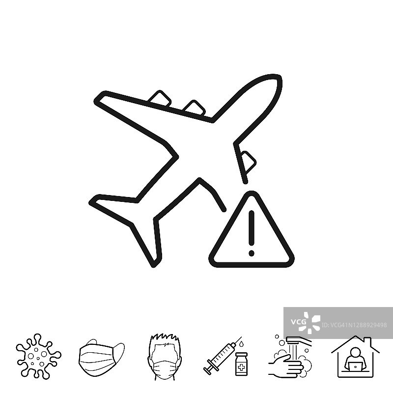 飞行限制。线条图标-可编辑的笔触图片素材