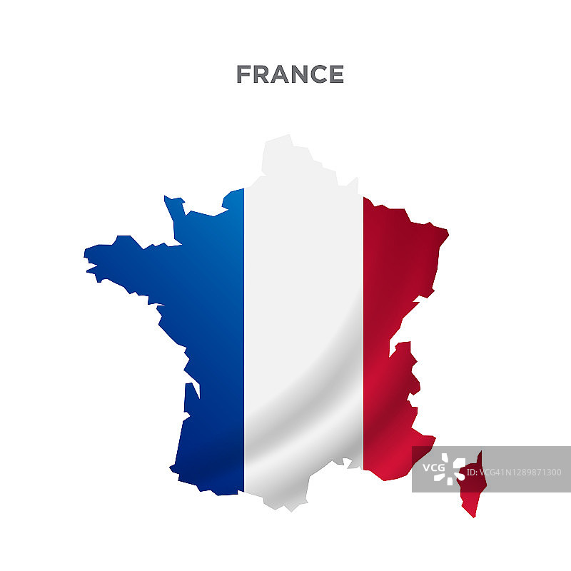法国地图概念设计。地图概念的广告，横幅，传单和传单。彩色地图。矢量插图。图片素材
