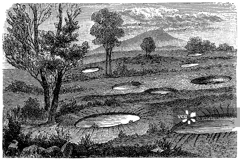 在卡拉布里亚的罗弗拉诺附近的圆形开口，在1783年地震中创造。图片素材