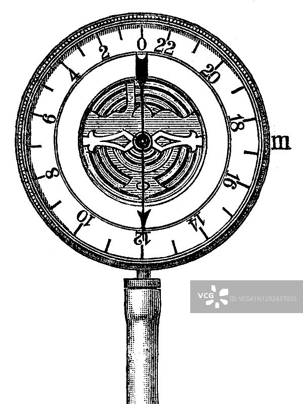 古老雕刻插图的血压计(血压计，血压计)萨缪尔齐格弗里德卡尔冯巴什图片素材