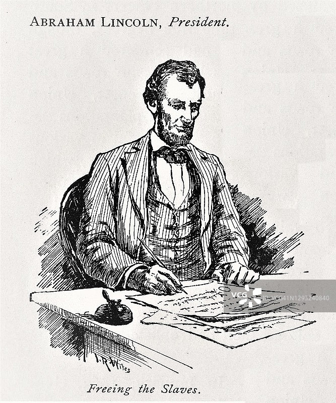 林肯总统签署解放宣言(1861-65年美国内战图片素材