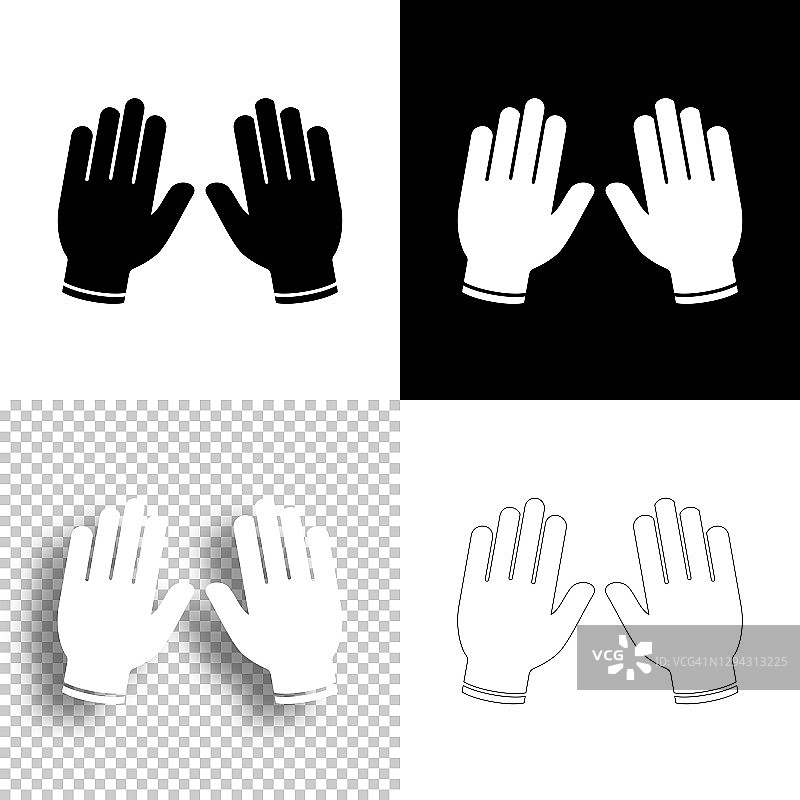 保护橡胶手套。图标设计。空白，白色和黑色背景-线图标图片素材