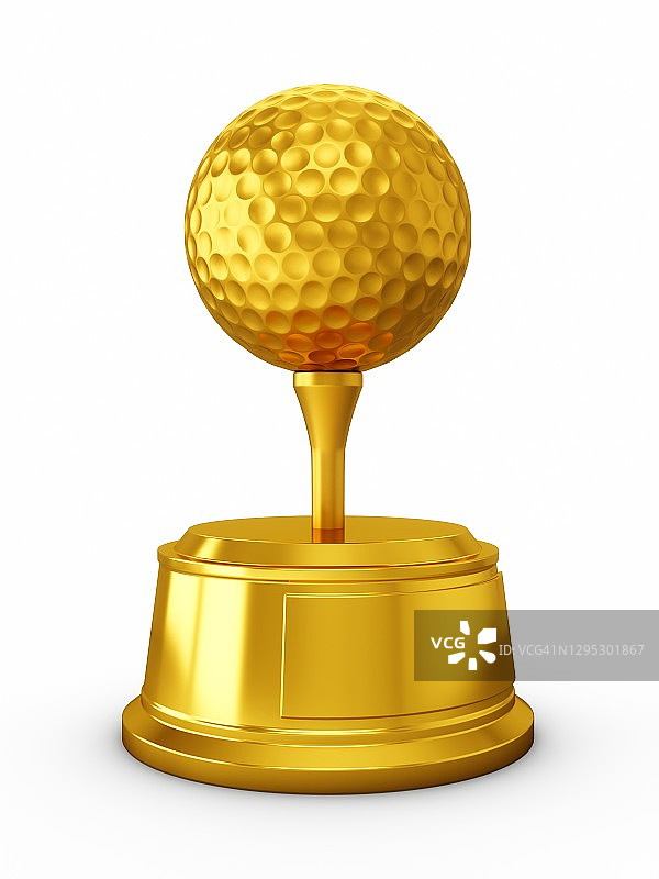 3D渲染金色的高尔夫奖杯在白色的背景图片素材