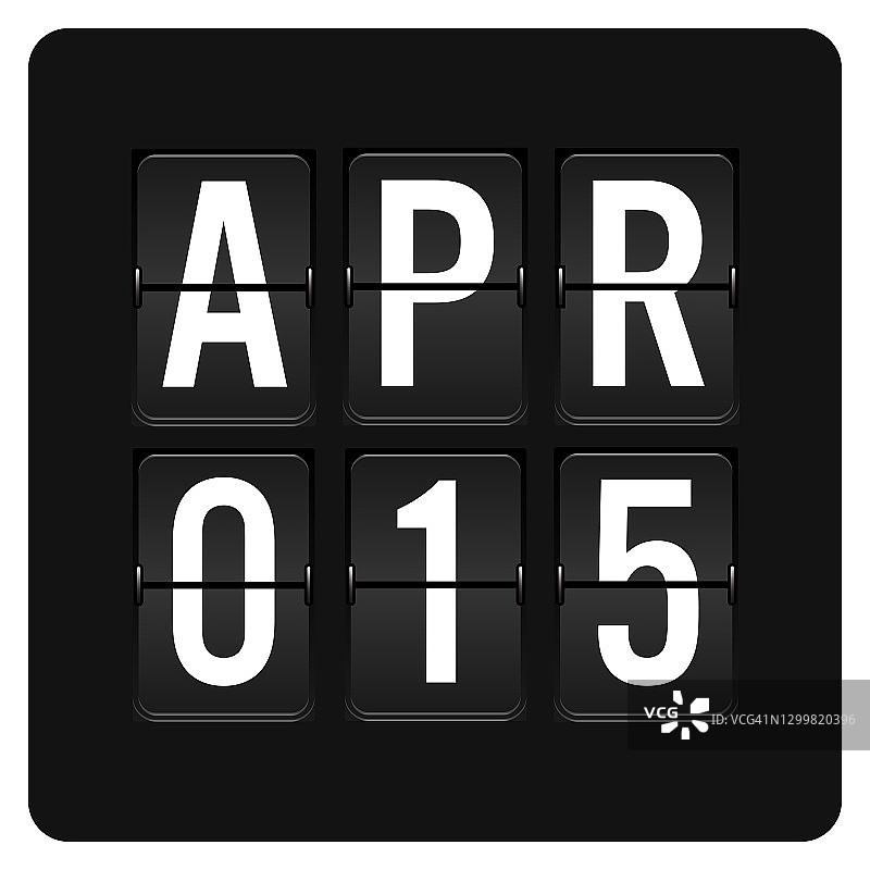 4月15日-每日日历和黑色翻转记分牌数字计时器与日期图片素材