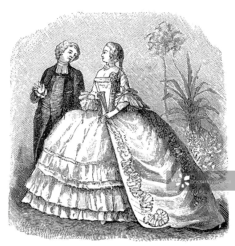 玛丽·安托瓦内特和当时的时尚，一对户外情侣图片素材