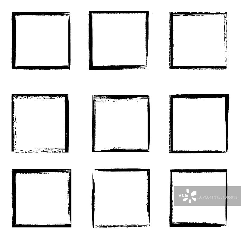 Grunge框架隔离矢量黑色正方形边界图片素材