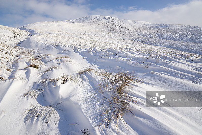 英格兰德比郡格洛索普附近的布利克洛上的雪堆图片素材