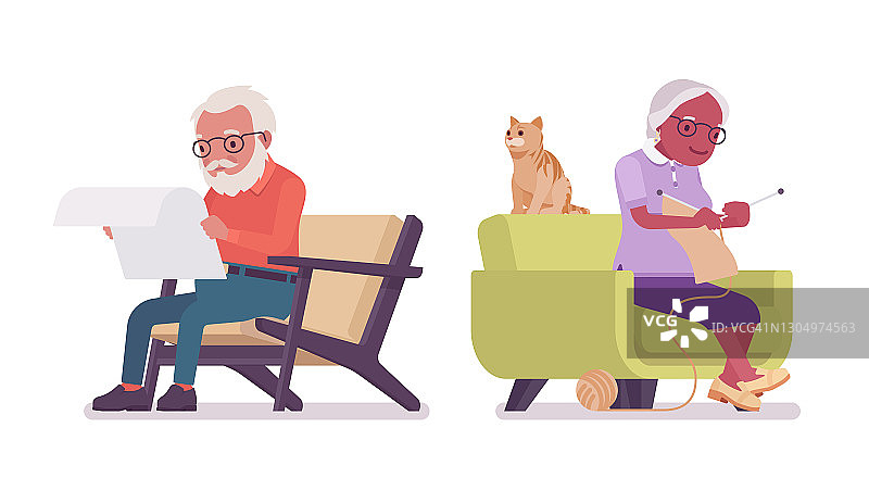 老人，老妇人坐在扶手椅上图片素材