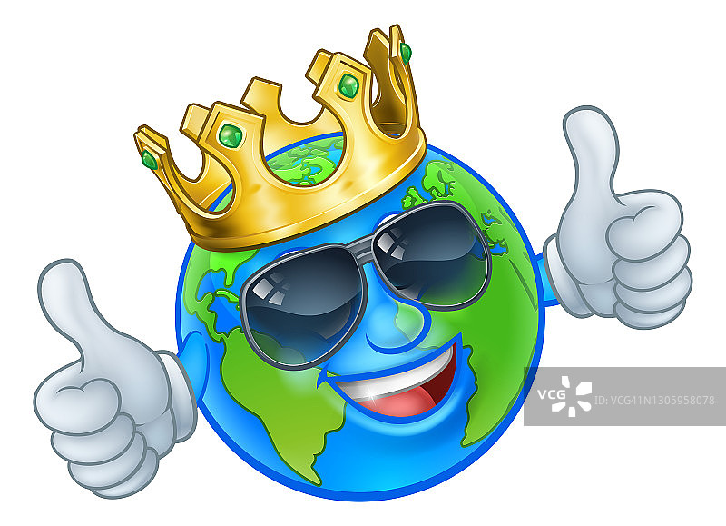 地球王太阳镜卡通世界吉祥物图片素材