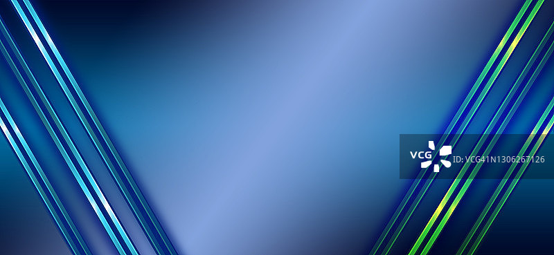 蓝色阴影几何抽象背景与装饰对角线。现代未来科技背景。图片素材
