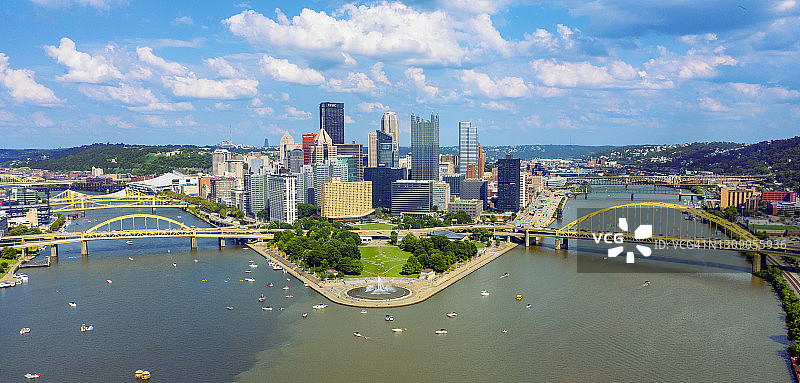 匹兹堡天际线市中心鸟瞰图美国图片素材