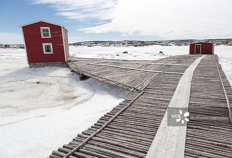 纽芬兰一个渔村的冬季风景图片素材