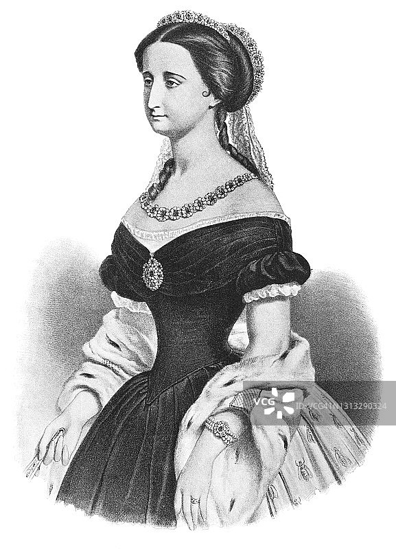 法国皇后尤金妮·德·蒙提霍的肖像图片素材