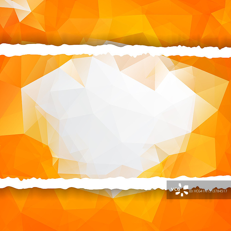 抽象橙色三角形多边形矢量撕裂纸图片素材