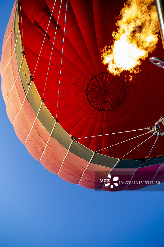 热气球起火的特写镜头图片素材