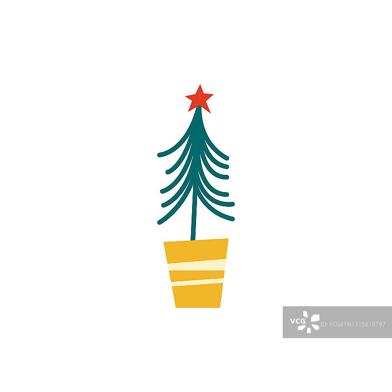 圣诞树。现代设计。圣诞节和新年的装饰元素。矢量插图孤立在白色上图片素材