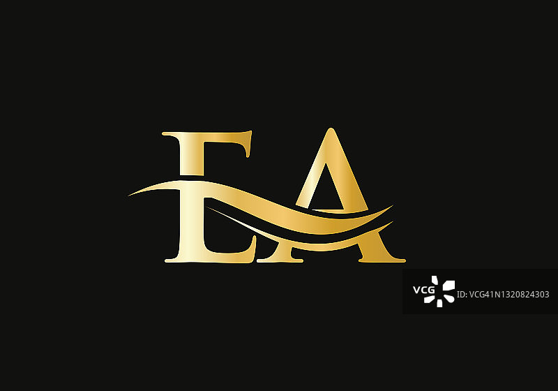 初始EA字母链接标识向量模板。符号字母EA标志设计。E A标志设计具有现代时尚感图片素材