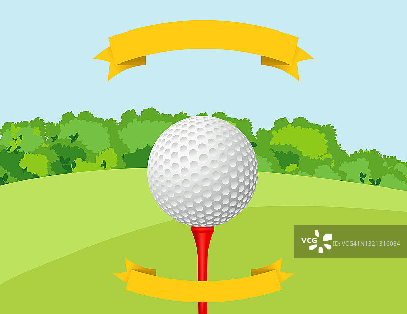 有球和横幅的文本的高尔夫比赛邀请模板图片素材