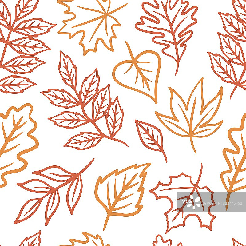 手绘秋叶无缝图案图片素材