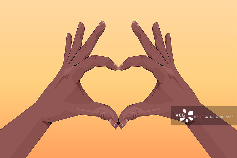 非裔美国人用手做出心形手势交流语言手势概念图片素材