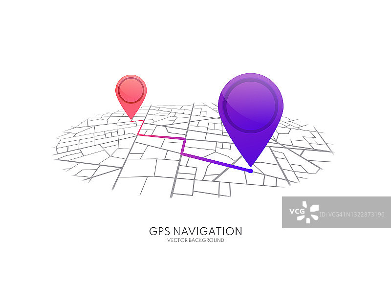 GPS导航地图。地图与销图片素材