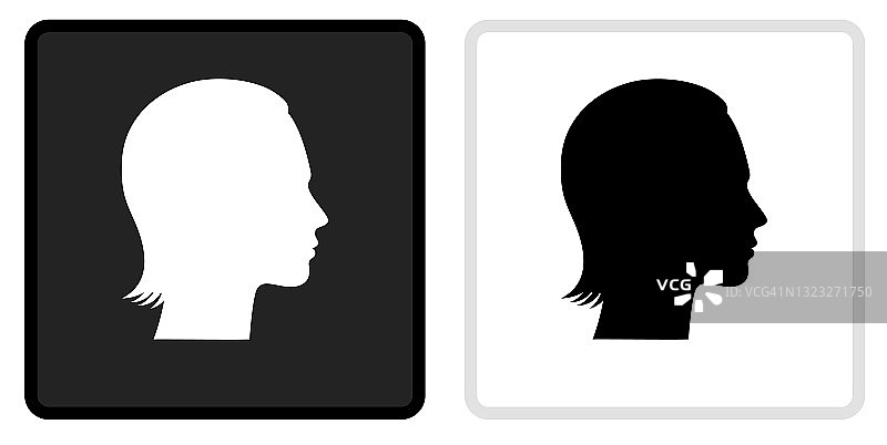 女人的脸肖像图标上的黑色按钮与白色翻转图片素材
