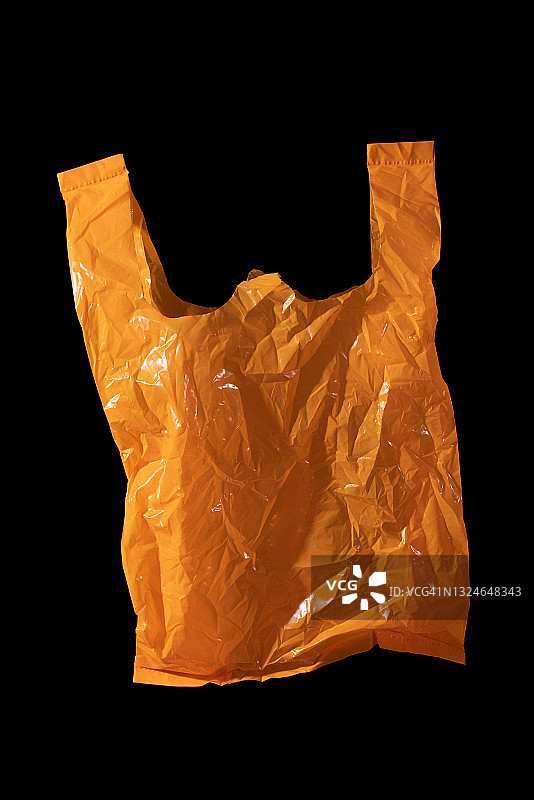 橙色塑料袋上的黑色图片素材