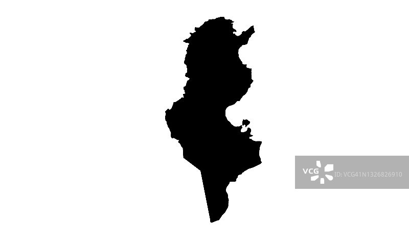 北非突尼斯国家的黑色剪影地图图片素材