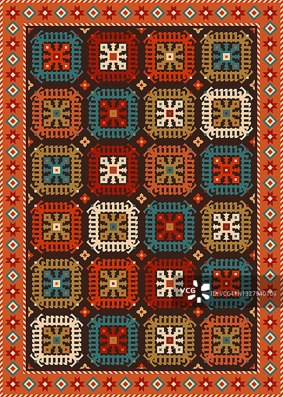 彩色东方地毯与几何图案图片素材