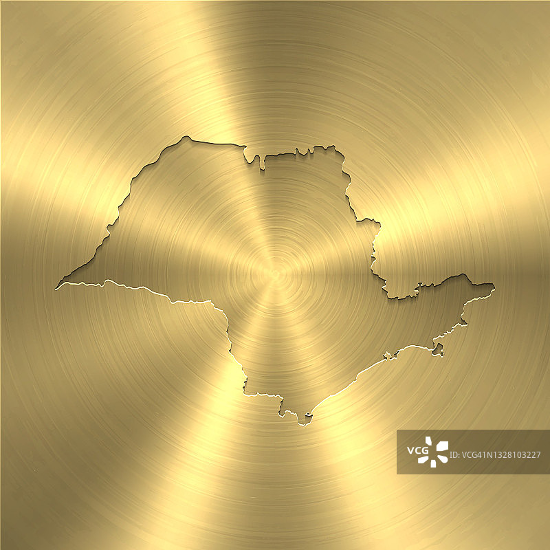 圣保罗地图上的黄金背景-圆形拉丝金属纹理图片素材