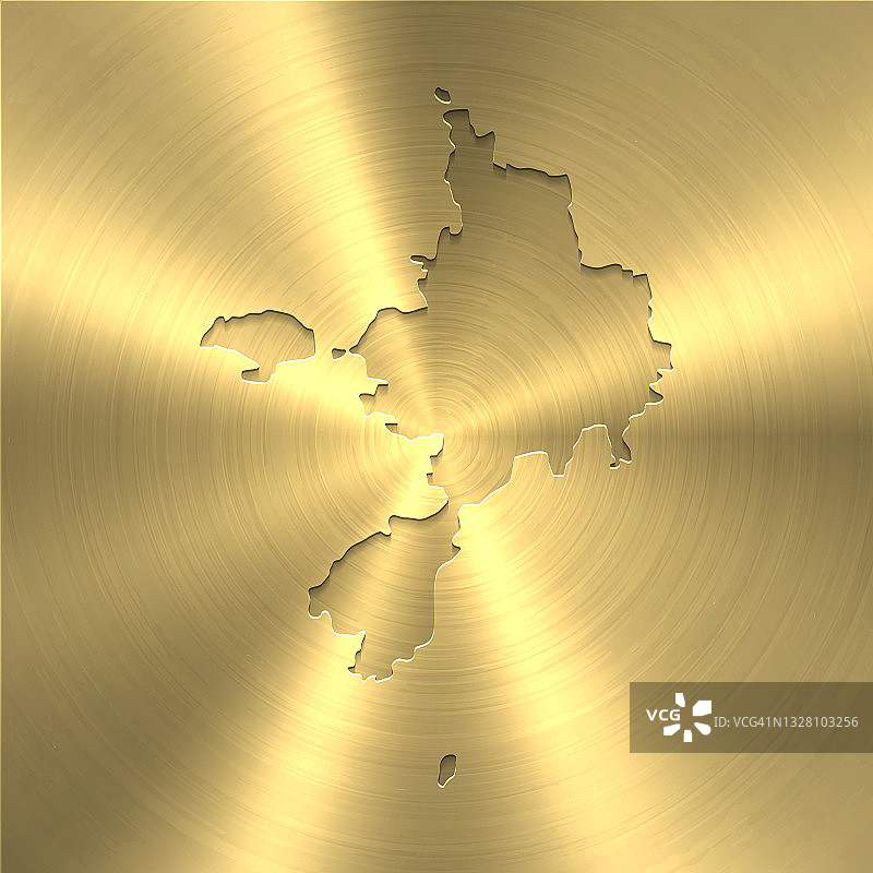 萨克地图上的金色背景-圆形拉丝金属纹理图片素材