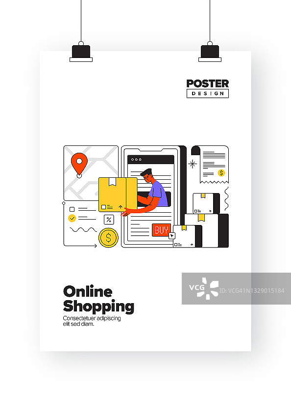 采购产品网上购物的概念海报，封面和横幅，广告和营销材料图片素材