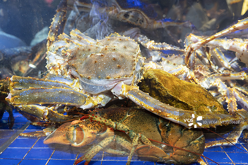新鲜海鲜，帝王蟹和龙虾图片素材
