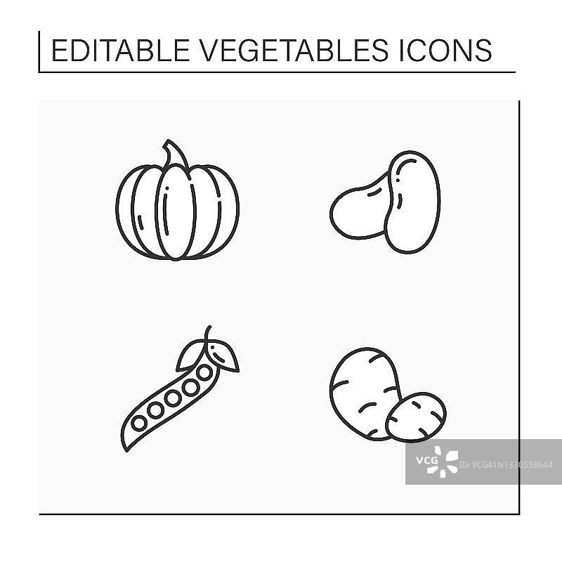 蔬菜线图标集图片素材