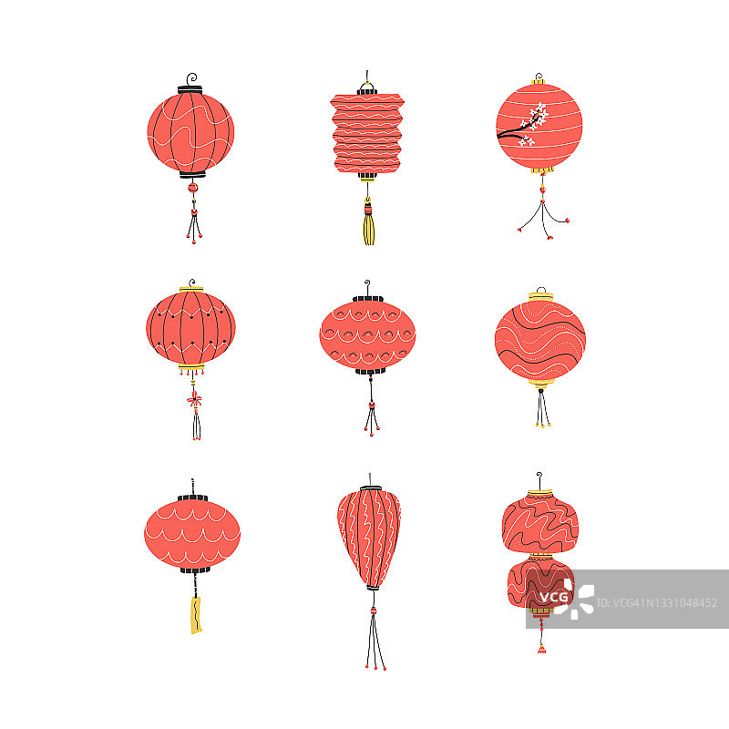 不同的中国红灯笼图片素材